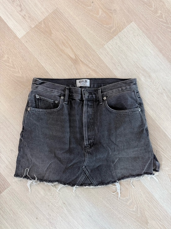 Agolde Dresses & Skirts - Agolde Black Distressed Denim Mini Skirt